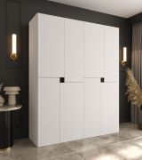 Kleiderschrank | Weiß | 8 Drehtüren | 6 Fächer | Soft-Close Funktion | 2 Kleiderstangen | hochwertig Verarbeitet  | 160 x 52 x 203 cm | für Schlafzimmer