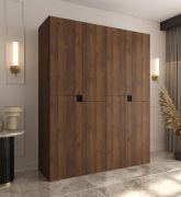 Kleiderschrank | Farbe: Walnuss Warmia | 8 Drehtüren | 6 Fächer | Soft-Close Funktion | 2 Kleiderstangen | hochwertig Verarbeitet  | 160 x 52 x 203 cm | für Schlafzimmer