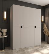 Drehtürenschrank | Kaschmir | 8 Drehtüren | 6 Fächer | 2 Kleiderstangen | Kleiderschrank | 180 x 52 x 203 cm | hochwertig Verarbeitet | Soft-Close Funktion | grifflose Türen