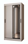 Schiebetürenschrank | Weiß Matt | 5 Fächer | 2 Kleiderstangen | hochwertig Verarbeitet | 100 x 62 x 200 cm | Kleiderschrank | Spiegeltür | modernes Design
