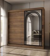 Kleiderschrank | Farbe: Walnuss Warmia | 10 Fächer | 2 Kleiderstangen | hochwertig Verarbeitet | 200 x 62 x 200 cm | Schiebetürenschrank | dekorative Spiegeltür