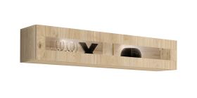 Hängevitrine | inkl. LED-Beleuchtung | Farbe: Eiche Hickory Jackson | 1 Kipptür | 2 Fächer | Push-to-open Funktion | Maße: 160 x 29 x 30 cm