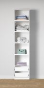 Offener Kleiderschrank | 2 Schubladen | Farbe: Weiß | 5 Fächer | 51,5 x 55 x 234 cm | reichlich Stauraum | für Ankleidezimmer / Schlafzimmer