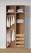 Offener Kleiderschrank | 2 Kleiderstangen | Farbe: Eiche Puccini | 4 Fächer | 4 Innenschubladen | Maße: 102 x 55 x 234 cm | 1 Holzeinlegeboden | für Schlafzimmer