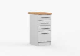 Unterschrank | Weiß | Parnassus  01 | 85 x 40 x 60 cm | 4 Schubladen |  Einfarbig | pflegeleichte Oberfläche | Arbeitsplatte 38 mm stark | Küche