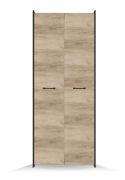 Kleiderschrank / Drehtürenschrank / Kleiderschrank | Vercors 01 | Schwarz / Hellbraun | 1 Fächer | 2 Türen | 200 x 79 x 53 cm | Front in Holzoptik