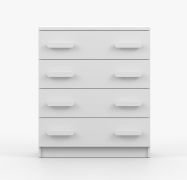 80 cm breite Kommode | Weiß | Smolikas 25 | 4 geräumige Schubladen | 90 x 80 x 40 cm | weiße Holzgriffe | Kinder | Jugend