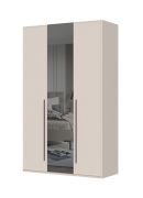 Drehtürenschrank mit einer Spiegeltür Neiafu 05, Soft-Close-System, Farbe: Kaschmir, zwei Kleiderstangen, sechs Einlegeböden, Maße: 224 x 137 x 56 cm