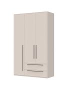 Drehtürenschrank mit zwei Schubladen Neiafu 07, Farbe: Kaschmir, drei Türen, Soft-Close-Funktion, zwei Kleiderstangen, Maße: 224 x 137 x 56 cm