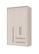 Kleiderschrank mit Rahmen Neiafu 35, zwei Schubladen, drei Türen, Soft-Close-Funktion, zwei Kleiderstangen, Maße: 226 x 142 x 60 cm, verstellbare Füße