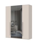 Viertüriger Kleiderschrank mit zwei Spiegeltüren Neiafu 09, Farbe: Kaschmir, Maße: 224 x 182 x 56 cm, Soft-Close-Funktion, zwei Kleiderstangen