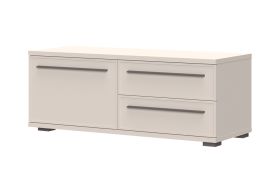 Kleiner TV-Unterschrank mit zwei Schubladen Neiafu 114, Farbe: Kaschmir, Soft-Close-Funktion, verstellbare Füße, Maße: 46 x 120 x 46 cm, aus hochwertigen Materialien