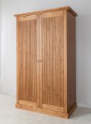 Kleiderschrank / Drehtürenschrank | aus massiv finnische Kiefer | natürliche Maserung | Farbe: Eiche | klassisch und modern | Maße: 212,5 x 129 x 63 cm