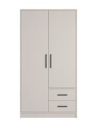 Moderner Kleiderschrank Hannut 08, zwei Schubladen, eine Kleiderstange, Farbe: Kaschmir, zwei Türen, Maße: 190 x 100 x 56 cm, ein Holzeinlegeboden, ein Fach