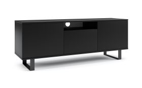 Stabiler TV-Schrank / TV-Möbel Zapopan 103, Maße: 56 x 150 x 40 cm, Farbe: Schwarz, Beine: Metall, Push-to-open Funktion, vier Fächer, ein Kabelloch