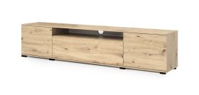 Eleganter TV-Unterschrank Zapopan 122, Push-to-open Funktion, Farbe: Eiche Artisan, Maße: 42 x 200 x 40 cm, ein Kabelloch, eine Kipptür, für Wohnzimmer