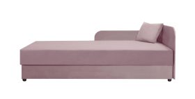Gästebett / Tagesbett Lobatos 76, inkl. Kissen, Kopfteil rechts, Farbe: Rosa, aufklappbarer Stauraum, Liegefläche: 80 x 195 cm, Bonellfederkernung
