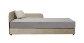 Gästebett / Tagesbett Lobatos 39, inkl. Kissen, Bonellfederkernung, Kopfteil links, Farbe: Beige / Grau, Liegefläche: 90 x 195 cm, für Gästezimmer