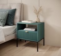 Nachtkommode Worthing 14, Farbe: Grün / Schwarz / Gold - Abmessungen: 56 x 54 x 39 cm (H x B x T)
