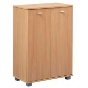 Platzsparender Schuhschrank Apolo 148, Farbe: Buche / Grau, mit vier Fächern - Abmessungen: 90 x 60 x 35 cm (H x B x T)