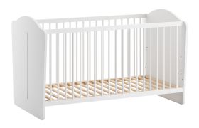 Babyzimmer Gitterbett / Babybett | Farbe: Weiß | Liegefläche: 70 x 140 cm | ABS-Kantenschutz | Kinderzimmer | einfaches Design | inkl. Lattenrost