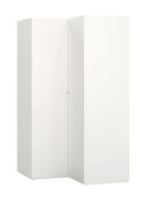 Stilvoller Eckkleiderschrank mit integrierter LED-Beleuchtung mit Bewegungssensor Aenna 03, Griffe: Weiß, Farbe: Weiß / Grau, Maße: 202,5 x 108,5 x 111 cm