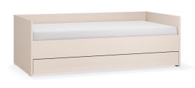 Einzelbett / Gästebett | Farbe: Beige | Liegefläche: 90 x 200 cm | mit Bettkasten für Bettwäsche | inkl. Lift up Lattenrost | für Schlafzimmer