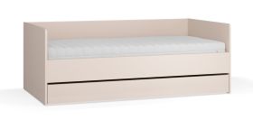 Tagesbett / Gästebett | Farbe: Beige | inkl. Hublift Lattenrost | Liegefläche: 90 x 200 cm | ABS-Kantenschutz | Bettkasten für Bettwäsche