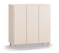 Kommode | Farbe: Beige | Griffe: Weiß | drei Türen | 6 Fächer | schlichtes Design | Maße: 90 x 47 x 99 cm | Soft-Close-Funktion | für Wohnzimmer