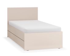 Einzelbett / Gästebett | Farbe: Beige | Liegefläche: 90 x 200 cm | mit Bettkasten für Bettwäsche | inkl. Lift up Lattenrost | für Schlafzimmer