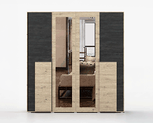 2 Meter breiter Drehtürenschrank / Kleiderschrank | Artisan / Kiefer | Apuseni 01 | 208 x 200 x 65 cm | 4 Türen | 14 Fächer | Holzoptik | viel Stauraum