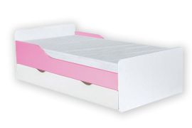 Kinderbett Daniel 09 inkl. Bodenplatte, Matratze und Schublade, Farbe: Weiß / Rosa - 80 x 160 cm (B x L)