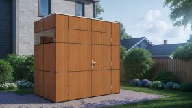 Modernes Gartenhaus Frankfurt 03, Gerätehaus in Walnussfarben - Elementgartenhaus, Grundfläche: 3,51 m²