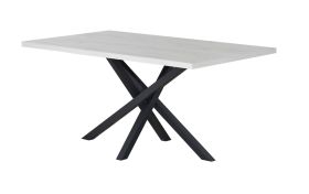 Esstisch Ourense 02, Farbe: Eiche weiß / Schwarz - Abmessungen: 160 x 90 cm (B x T)
