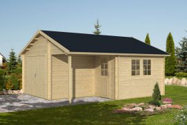 Holzgarage Geishorn - 70 mm Blockbohlenhaus, Grundfläche: 27,5 m², Satteldach