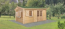 Steiner Shopping Gartenhaus GO18 - 34 mm Blockbohlenhaus, Grundfläche: 19,80 m², Satteldach