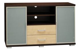 Kommode Trelew 17, Farbe: Wenge / Ahorn - 83 x 120 x 41 cm (H x B x T)
