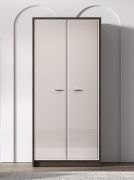 Kleiderschrank / Drehtürenschrank Mackenzie 01 | Farbe: Eiche Dunin / Kaschmir Hochglanz | Maße: 89 x 52 x 195 cm | Griffe: Metall | 2 Türen | 1 Kleiderstange