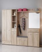 Große Garderobe Bratteli 07, Farbe: Eiche Sonoma - Abmessungen: 203 x 210 x 32 cm (H x B x T), mit zwei Haken