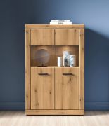 Vitrine Athens 03 | 2 Türen | Maße: 92 x 53 x 144 cm | Griffe: Kunststoff | Farbe: Eiche Evoke | Soft-Close | 4 Fächer | leiser Türschließmechanismus