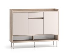 Kommode | drei Türen | Maße: 120 x 34 x 95 cm | Sideboard | Eiche Cremona / Kaschmir | Soft-Close-Funktion | 1 Schublade | 9 Fächer | für den Vorraum