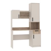 Schreibtisch mit Schrankanbau | Fafe 20 | Kaschmir / Eiche Cremona | 3 Tür | 1 Schublade | 2 offene Fächer | Soft Close | 195 x 125 x 52,5 cm