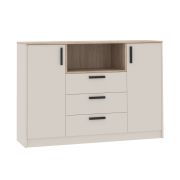 Kommode | Fafe 05 | 95 x 137 x 40 cm | Kaschmir / Eiche Cremona | 2 Türen | Zweifarbig | 3 Schubladen | 7 Fächer | Soft Close | reichlich Stauraum