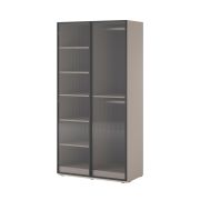 Kleiderschrank mit Glastüren | Bainton 07 | 200 x 101 x 51 cm | Farbe: Grau / Kaschmir | 6 Fächer | 2 Kleiderstangen | viel Stauraum | Zweifarbig