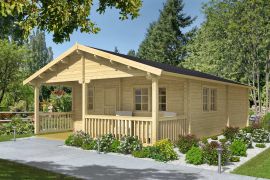 Ferienhaus Kreuzkamp 01 inkl. Fußboden - 70 mm Blockbohlenhaus, Grundfläche: 47,5 m², Satteldach