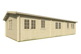 Gartenhaus aus nordischen Fichtenholz, inkl. Fußboden, 70 mm Blockbohlenhaus, Grundfläche: 54 m², Außenmaße: 500 x 1100 cm, Fenster und Tür aus Isolierglas, Satteldach
