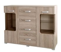 Vitrine Kikori 20, Farbe: Sonoma Eiche - Abmessungen: 103 x 130 x 40 cm (H x B x T)