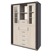 Vitrine Aitape 34, Farbe: Sonoma Eiche dunkel / Sonoma Eiche hell - Abmessungen: 188 x 135 x 40 cm (H x B x T)