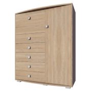 Kommode Rabaul 01, Farbe: Sonoma Eiche - Abmessungen: 140 x 120 x 40 cm (H x B x T)