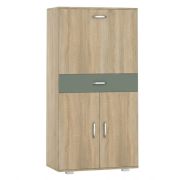 Schrank Ciomas 08, Farbe: Sonoma Eiche / Grau - Abmessungen: 145 x 74 x 40 cm (H x B x T)